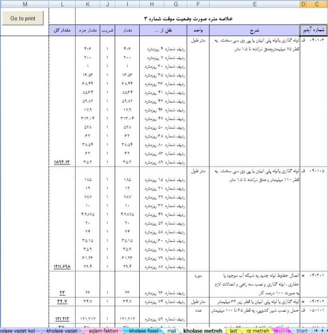 نرم افزار جامع محاسبه صورت وضعیت نویسی با فهرست بهای 94 تحت اکسل