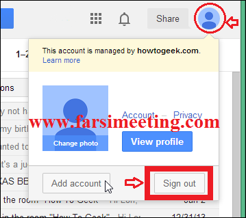 نحوه Sign Out کردن یا خارج شدن از حساب گوگل یا ایمیل Gmail-خارج شدن از ایمیل جی میل-سینگ اوت کردن ار جیمیل-طریقه خارج شدن از اکانت جی میل-gmail-sign out