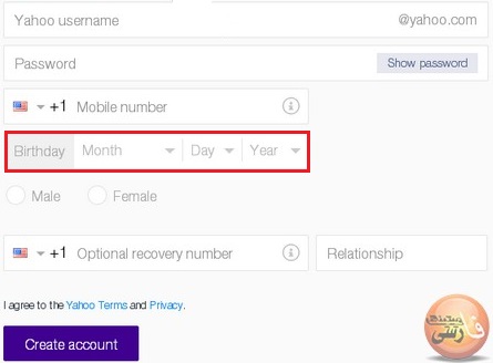 ساخت حساب یاهو در مهرماه 93 بخش هفتم وارد کردن تاریخ تولد