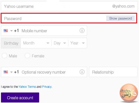 ساخت ایمیل یاهو در مهرماه 93 بخش پنجم انتخاب پسورد یا رمز عبور