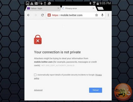 yahoo your connection is not private