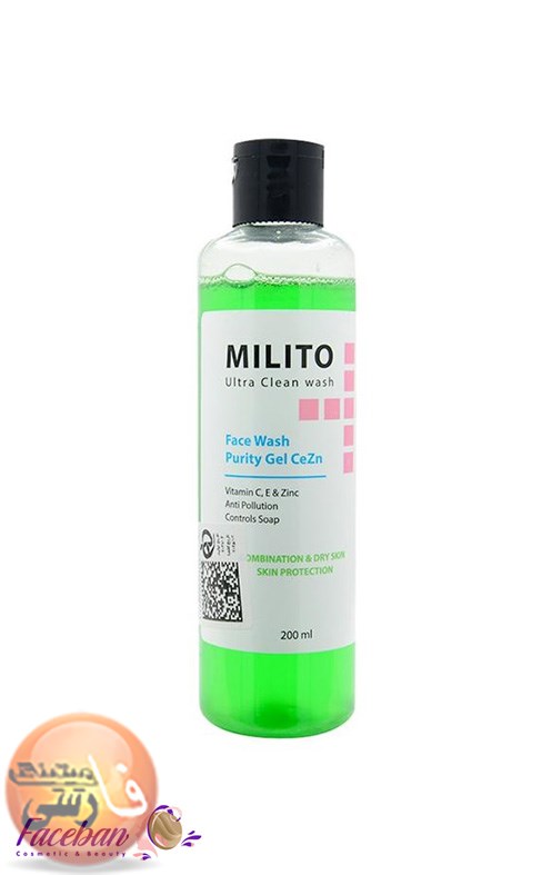 ژل شستشوي صورت ميليتو MILITO مخصوص پوست خشک حجم 200 ميل ژل شستشوي صورت ژل ميليتو MILITO gel