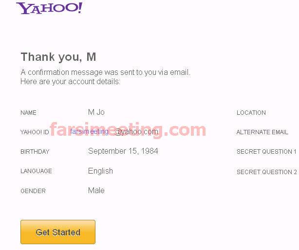 create new account in yahoo! mail-فرم آخر ساخت ایمیل یاهو